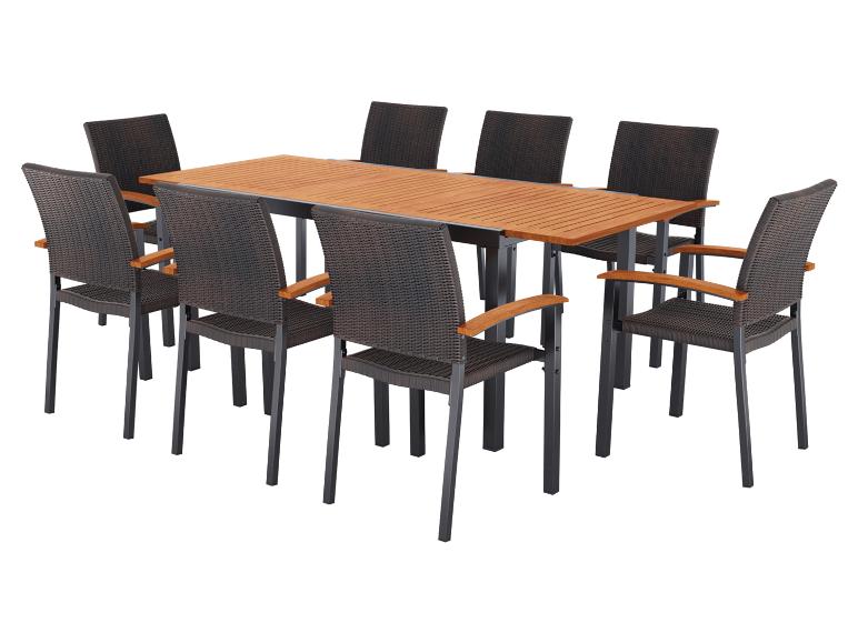LIVARNO® Geflecht-Set »Valencia«, 9-teilig - Ausziehtisch & 8 Stapelstühle