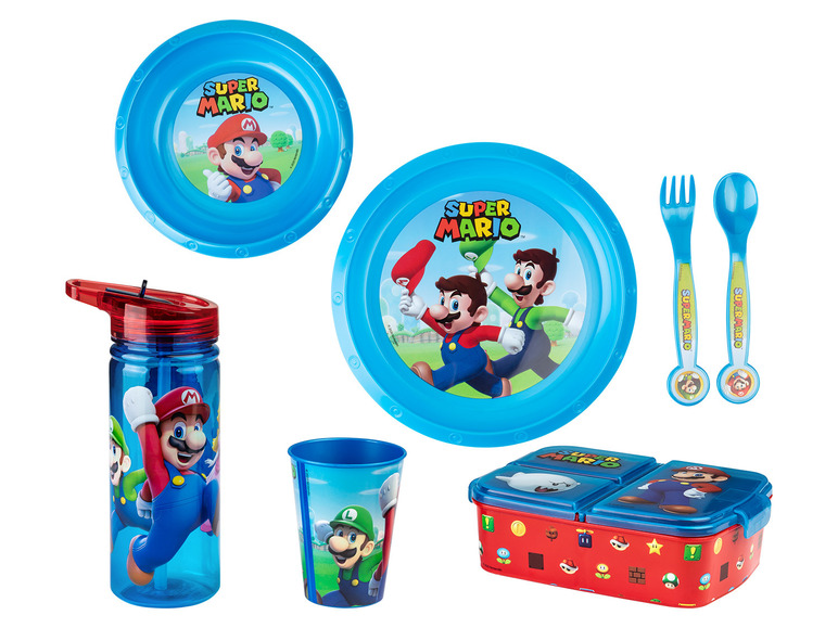 NINTENDO Super Mario Trinkflasche, Sandwichbox, Geschirr-Set