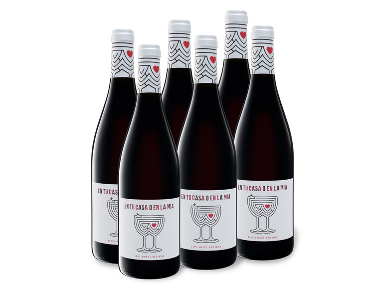6 x 0,75-l-Flasche Weinpaket En tu casa o en la mia Valencia DO lieblich, Rotwein