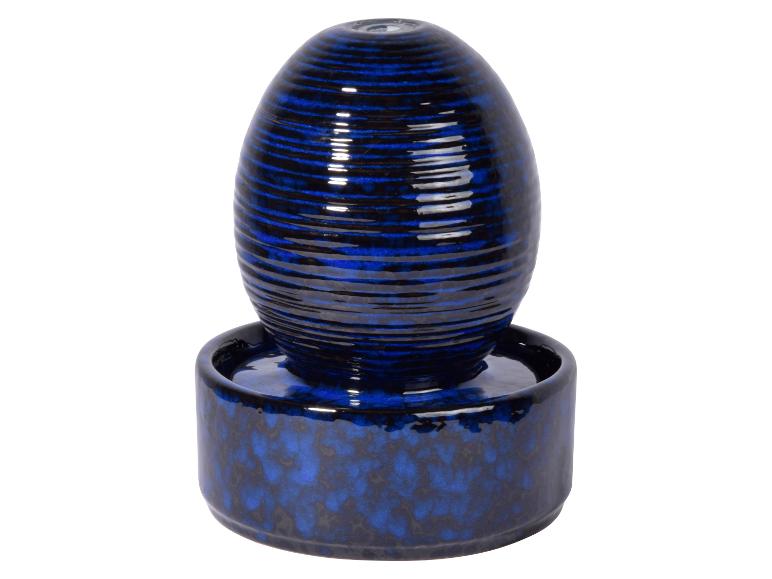 DOBAR Design Keramik Zimmerbrunnen Kugel, Blau