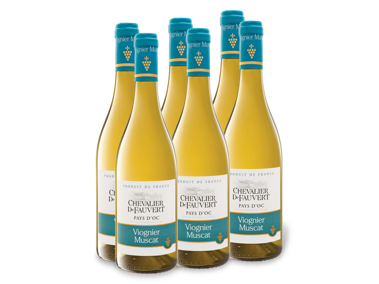 6 x 0,75-l-Flasche Weinpaket Chevalier de Fauvert Viognier Muscat IGP trocken, Weißwein
