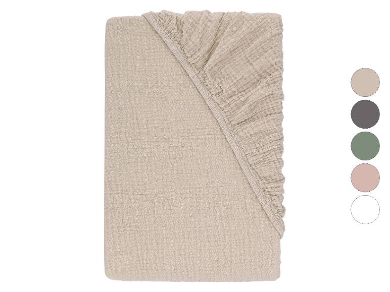 LIVARNO® Musselin-Spannbettlaken, 180-200 x 200 cm
