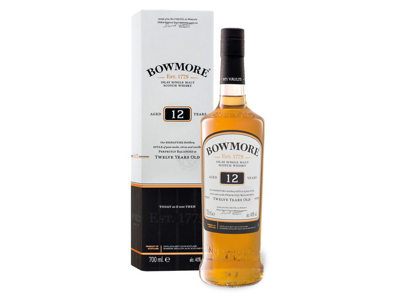 BOWMORE 12 Jahre Islay Scotch Single Malt mit Geschenkbox 40% Vol