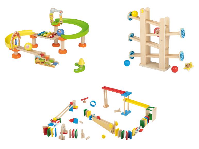 PLAYTIVE Holz-Kugelbahn, 66-teilig / 29-teilig / 6-teilig