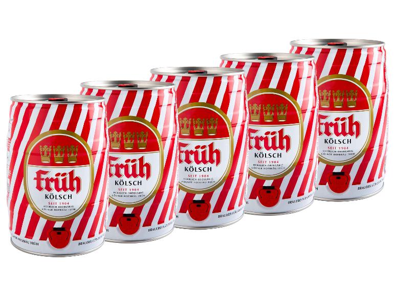 5 x 5-l-Bierfass Früh Kölsch mit Zapfhahn, Pfandfrei