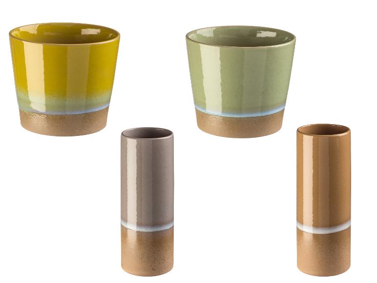 LIVARNO HOME Übertopf / Vase, aus glasierter Keramik