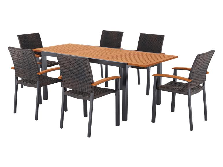LIVARNO® Geflecht-Set »Valencia«, 7-teilig - Ausziehtisch & 6 Stapelstühle