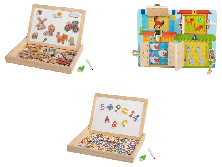 LUPILU® Schließfach-Spiel / Magnetbox Bauernhofpuzzle / Magnetbox Zahlen und ABC