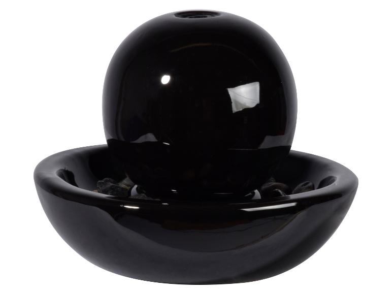 DOBAR Design Keramik Zimmerbrunnen Kugel, Schwarz