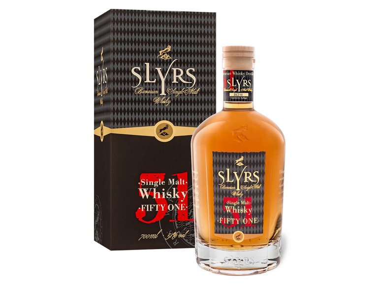 SLYRS 51 Fifty One Bavarian Single Malt Whisky mit Geschenkbox 51% Vol