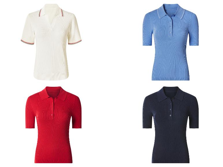 ESMARA® Damen Geripptes Poloshirt