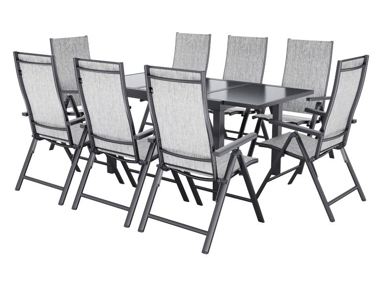 LIVARNO® Alu-Set »Houston«, 9-teilig - Ausziehtisch & 8 Klappsessel, hellgrau-meliert