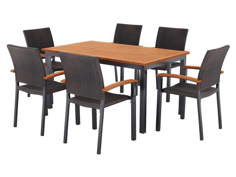 LIVARNO® Geflecht-Set »Valencia«, 7-teilig - Standardtisch & 6 Stapelstühle
