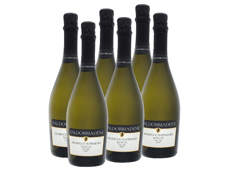 6 x 0,75-l-Flasche Weinpaket Prosecco Superiore Valdobbiadene DOCG extra trocken, Schaumwein