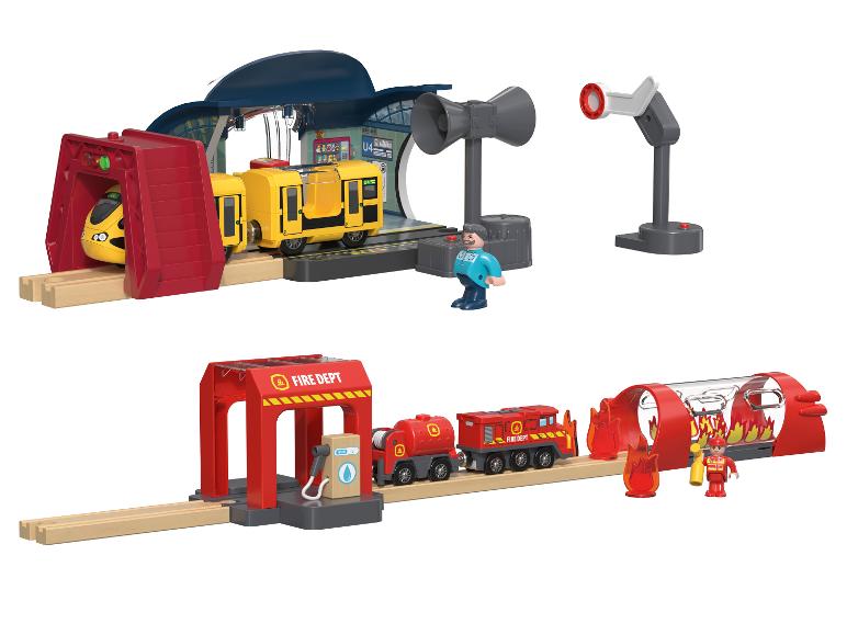 LUPILU® Interaktiver Bahnhof-Set / Feuerwehr Einsatz-Set