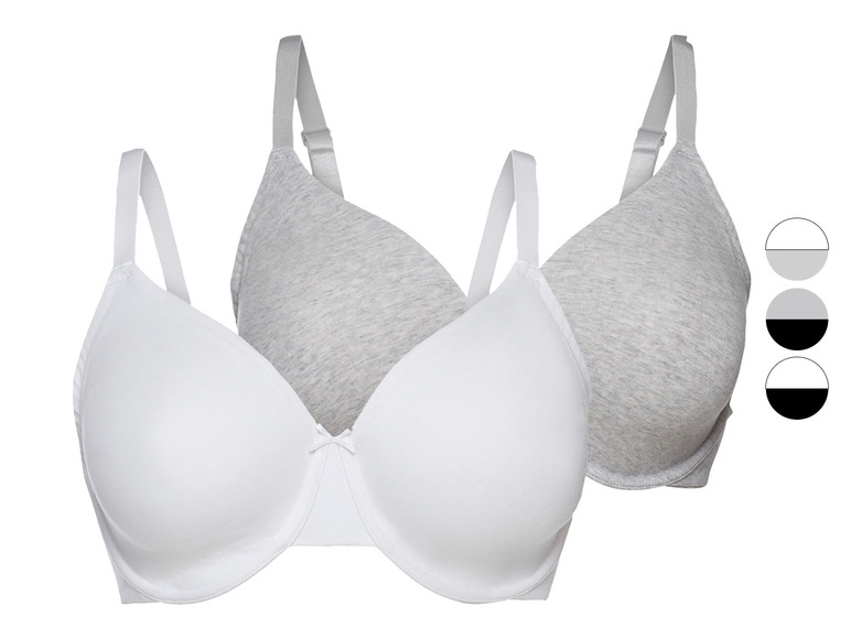 ESMARA® Damen Bügel-BHs, 2 Stück, hohen Baumwollanteil