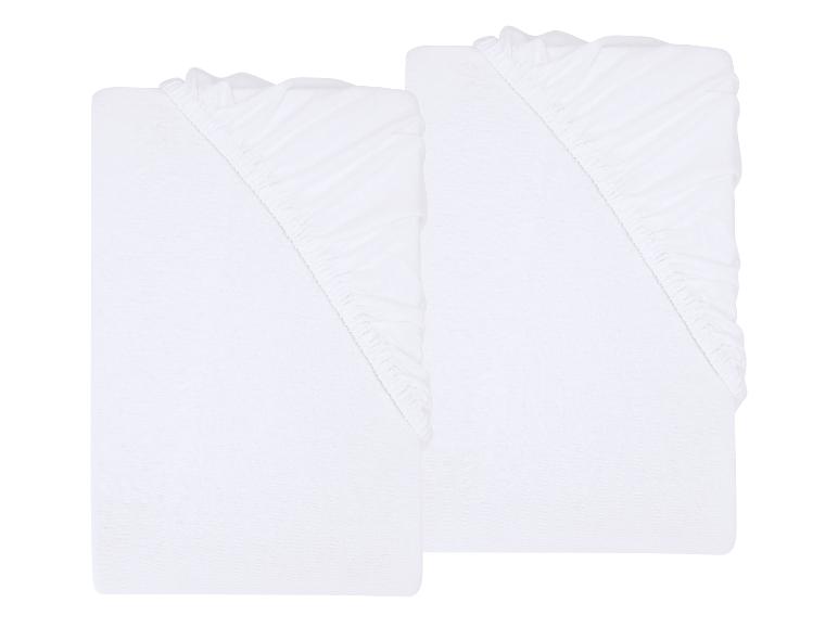 LIVARNO® Jersey-Spannbettlaken mit Leinen, 2 Stück, 90-100 x 200 cm (weiß)