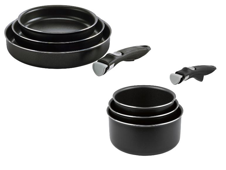 CRIVIT Aluminium-Kochgeschirr-Set 4-teilig, mit abnehmbarem Griff