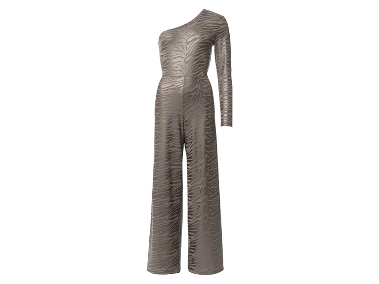 ESMARA® Damen Oneshoulder-Jumpsuit mit Metallic-Animal-Schimmereffekt