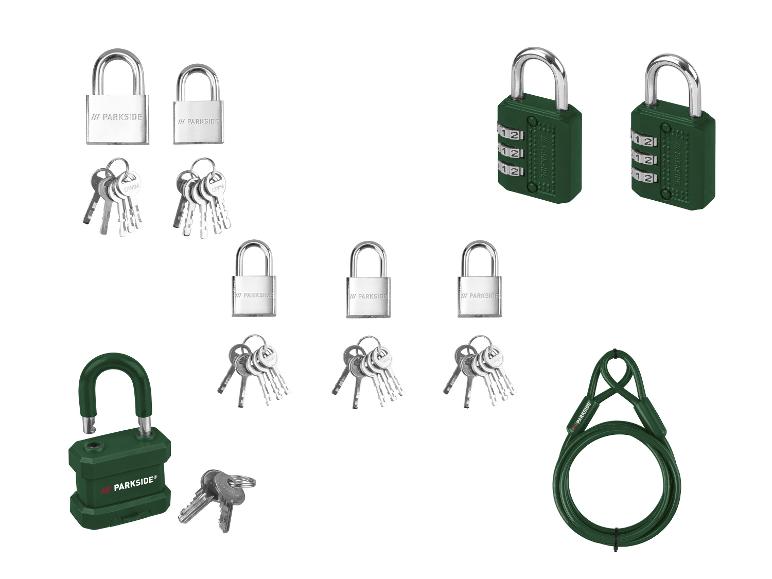 PARKSIDE® Vorhängeschlösser / Zahlenschlösser / Outdoor-Vorhängeschloss / Vorhängeschloss-Stahlkabel