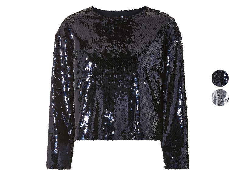 ESMARA® Damen Pailletten-Shirt, mit Fütterung