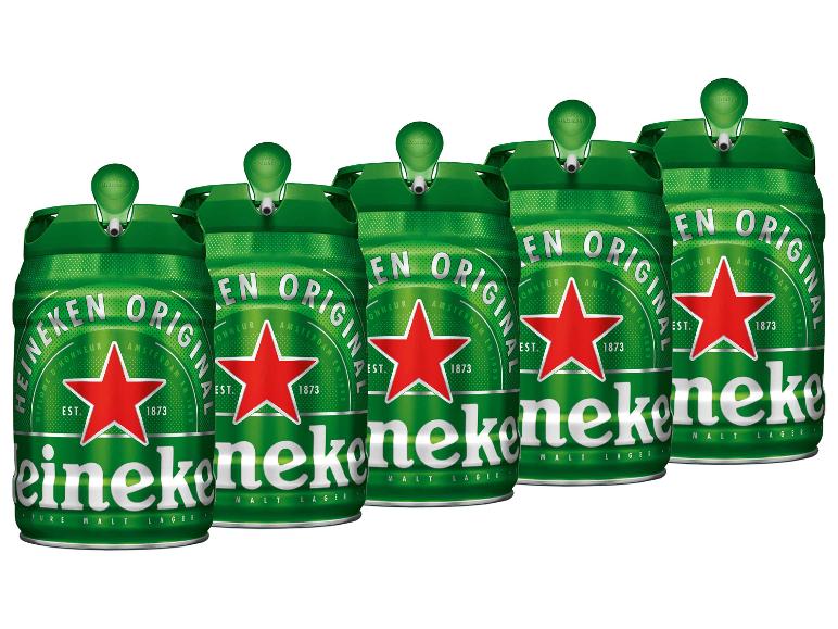 5 x 5-l-Bierfass Heineken mit Zapfhahn, Pfandfrei
