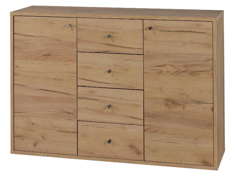 LIVARNO® Kommode mit 2 Türen und 4 Schubladen Verona Eiche Wotan