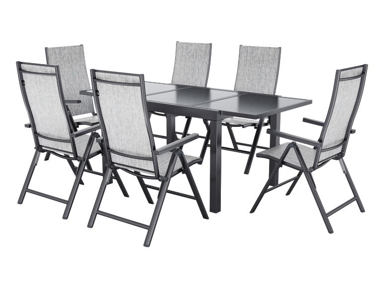 LIVARNO® Alu-Set »Houston«, 7-teilig - Ausziehtisch & 6 Klappsessel, hellgrau-meliert