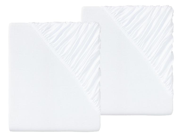 LIVARNO HOME Spannbettlaken Jersey, 2 Stück, 90-100 x 200 (weiß)