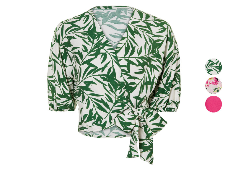 ESMARA® Damen Wickelbluse mit Bindeband in der Taille