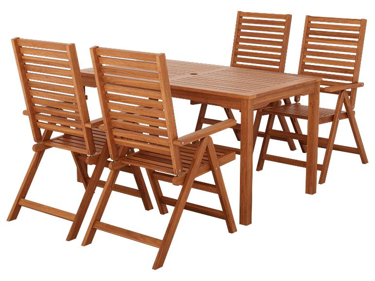 LIVARNO® Akazie-Set "Sevilla" 5-teilig - Tisch & 4 Klappsessel
