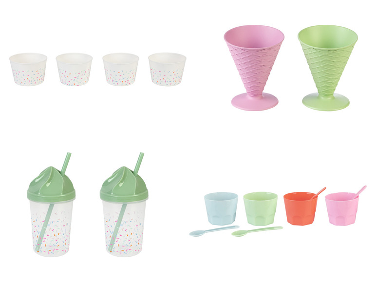 ERNESTO® Eisbecher- \ Waffelbecher-Set \ Trinkbecher-Set, BPA-frei