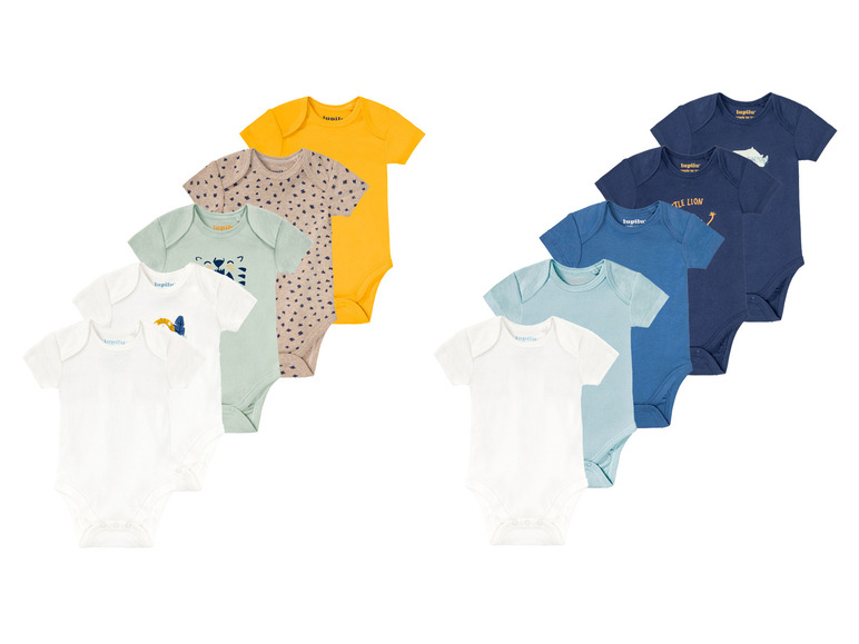 LUPILU® Baby Bodies, 5 Stück, kurzarm, reine Bio-Baumwolle