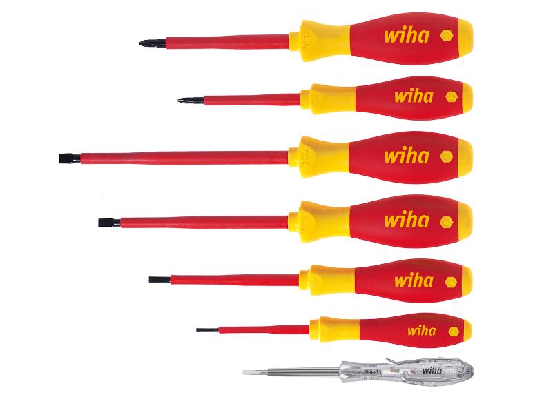 WIHA Schraubendreher Set »SoftFinish® electric Schlitz«, 7-teilig
