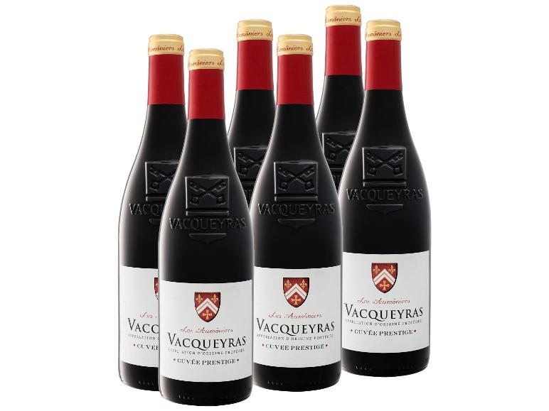 6 x 0,75-l-Flasche Weinpaket LES AUMÔNIERS Vacqueyras Cuvée Prestige AOP trocken, Rotwein