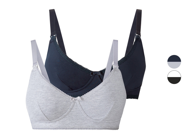 ESMARA® Damen Still-BHs, 2 Stück, bügellos, mit hohem Baumwollanteil