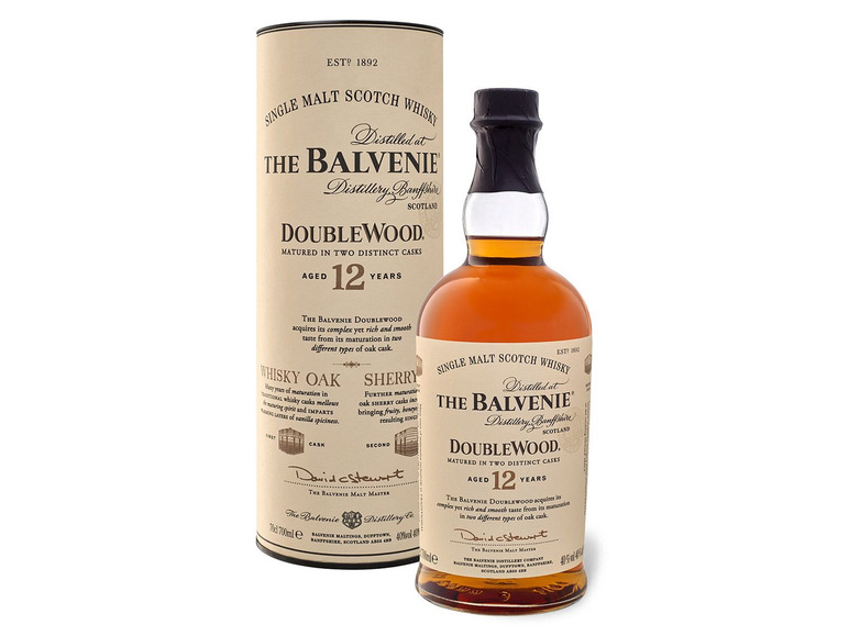 THE BALVENIE Double Wood Single Malt Scotch Whisky 12 Jahre mit Geschenkbox 40% Vol