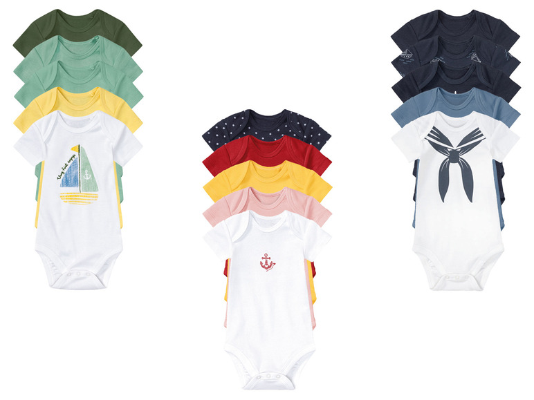 LUPILU® Baby Bodies, 5 Stück, kurzarm, aus reiner Bio-Baumwolle