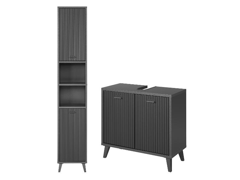 LIVARNO HOME Badmöbel-Set Wellenoptik, 2tlg