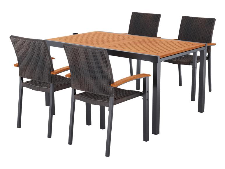 LIVARNO® Geflecht-Set »Valencia«, 5-teilig - Ausziehtisch & 4 Stapelstühle