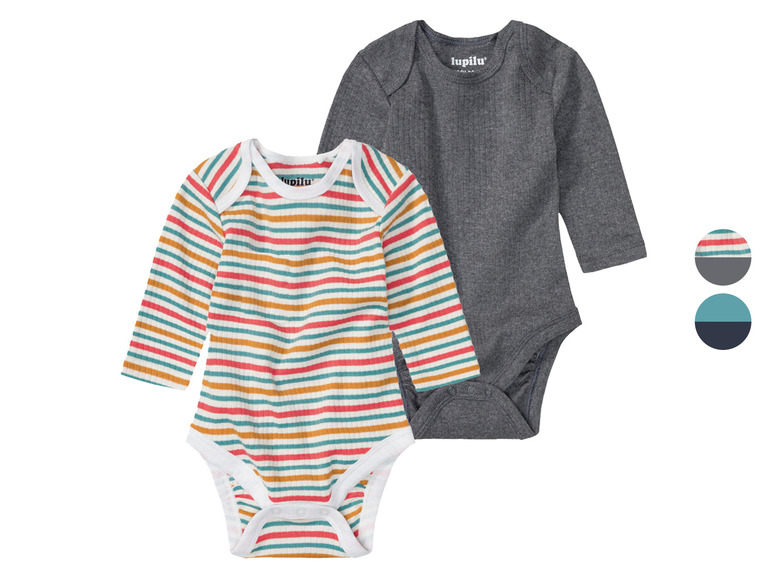 LUPILU® Baby Bodies, 2 Stück, aus reiner Bio-Baumwolle