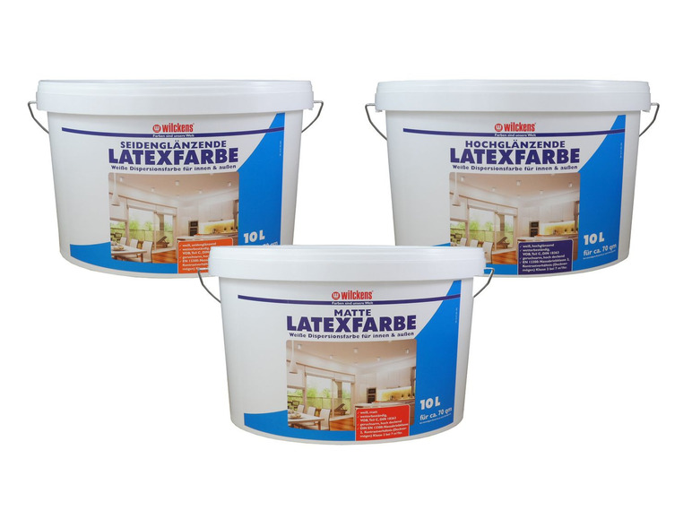 Wilckens Latexfarbe, 10 Liter, in matt, seidenglänzend oder hochglänzend, Farbe weiß