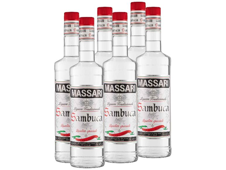 6 x 0,7-l-Flasche Spirituosenpaket MASSARI Sambuca 40% Vol