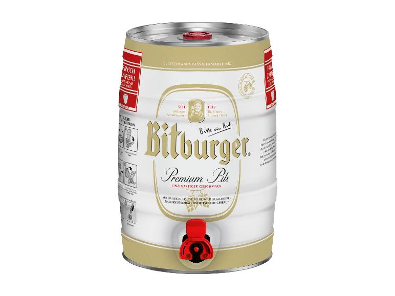 BITBURGER Premium Pils 5 Liter Bierfass mit Zapfhahn, Pfandfrei